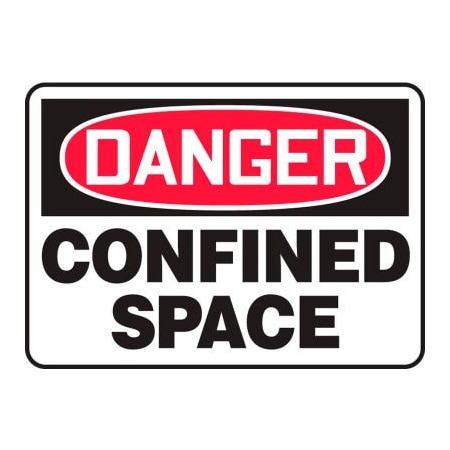 Accuform Accuform Danger Sign, Confined Space, 14inW x 10inH, Aluminum MCSP002VA